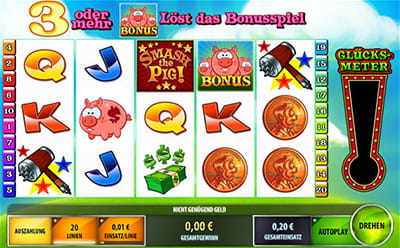 Smash the Pig Spielautomat als Beispiel für die Bandbreite der Spiele